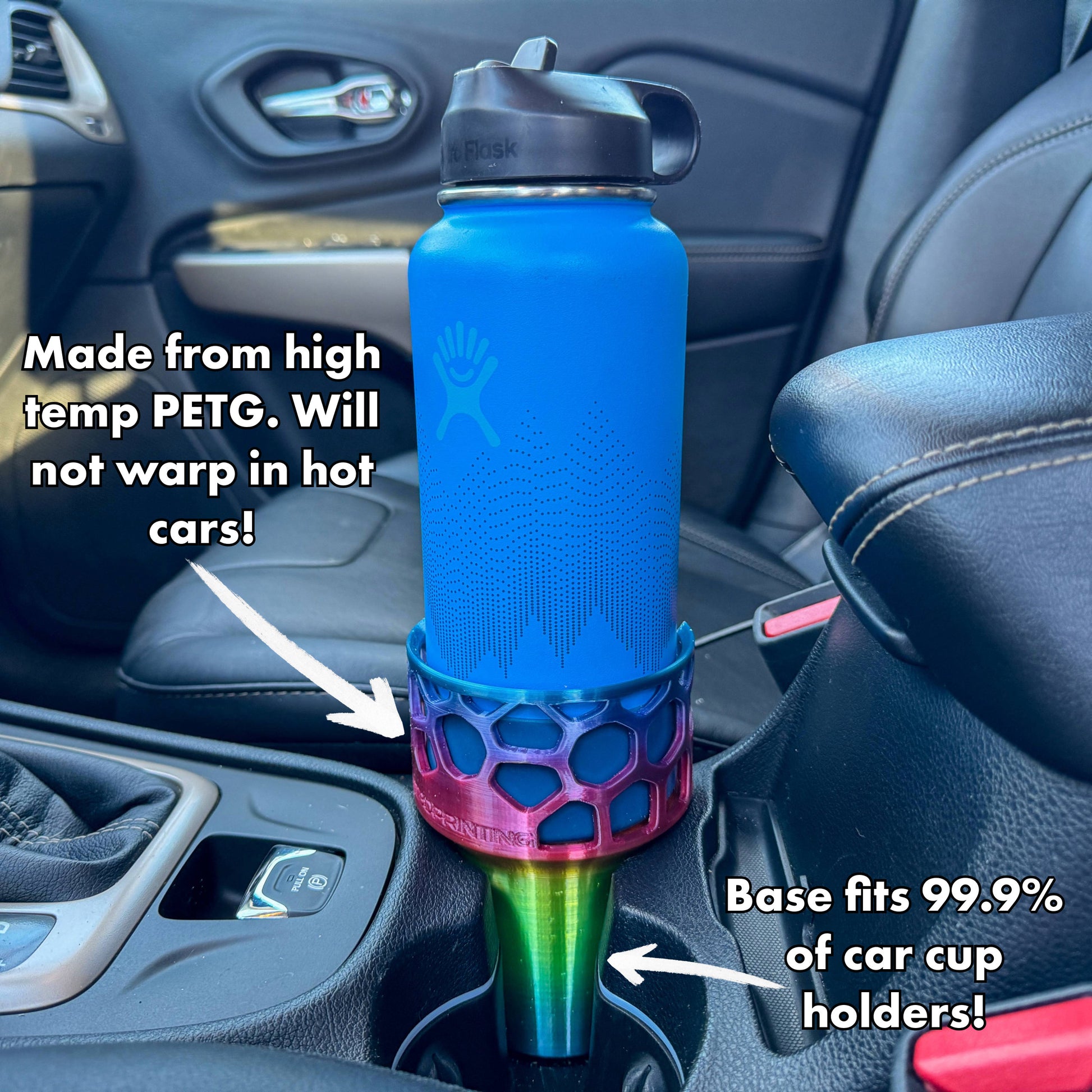 Car Cup Holder Adapter Rainbow, Hydro Flask Adapter, Nalgene Adapter, 36oz Yeti Adapter, 10oz Yeti Mug Adapter, 24oz Yeti Mug Adapter